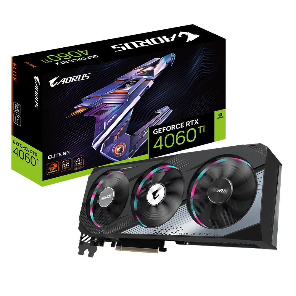 Bekijk afbeelding 1 van 4060Ti Gigabyte AORUS RTX Elite 8GB/2xDP/2xHDMI